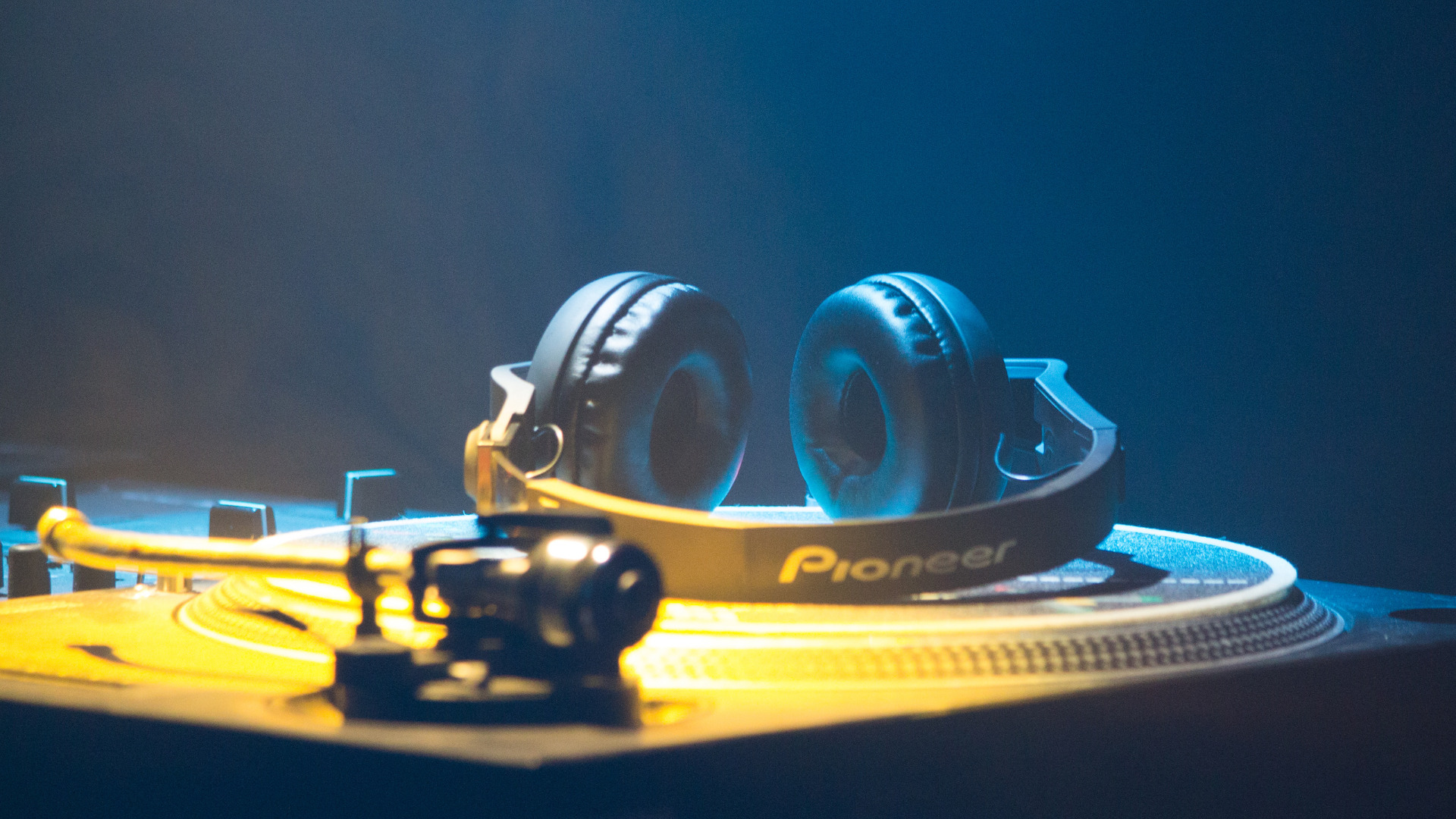 DJ Deck with Pioneer headphones